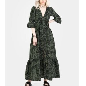 Disturbia Bashe Cotton Maxi Over Dress Green Size 8 New With Tags